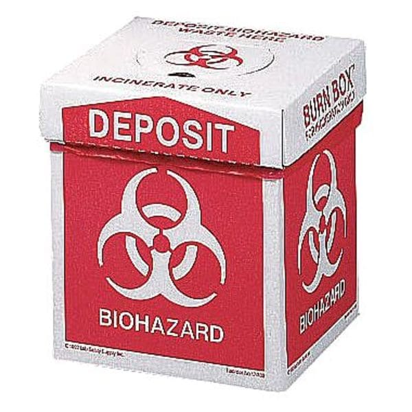 Biohazard Burn Box, 12 In. H, 8 In. W, PK6