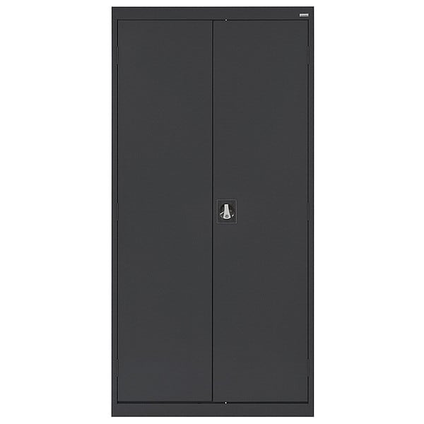 Combo Wardrobe Storage Cabinet, 72 in H, 36 in W, 18 in D, Recessed Pull, Keyed, Black, 4 Shelves