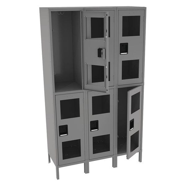 Wardrobe Locker, 45 in W, 18 in D, 78 in H, (2) Tier, (3) Wide, Gray