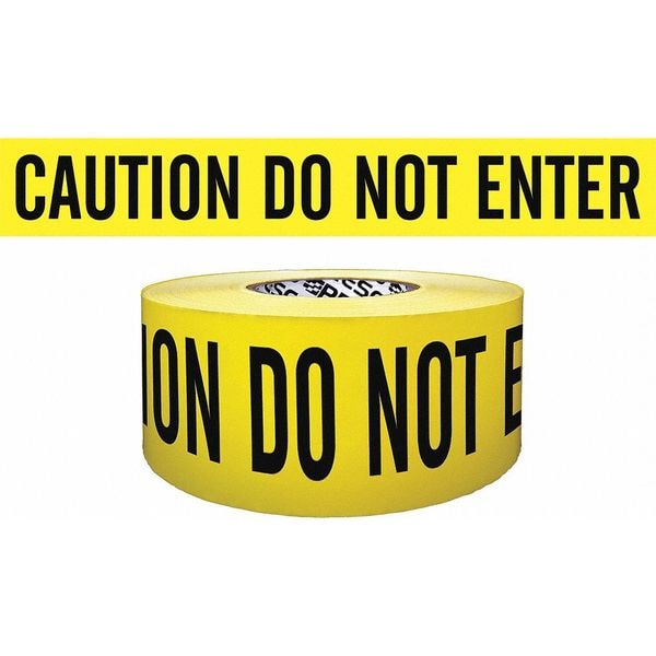Barricade Tape, Caution Do Not Enter, Yellow, 3 in Wide x 500 ft Length, Polypropylene, 4 mil
