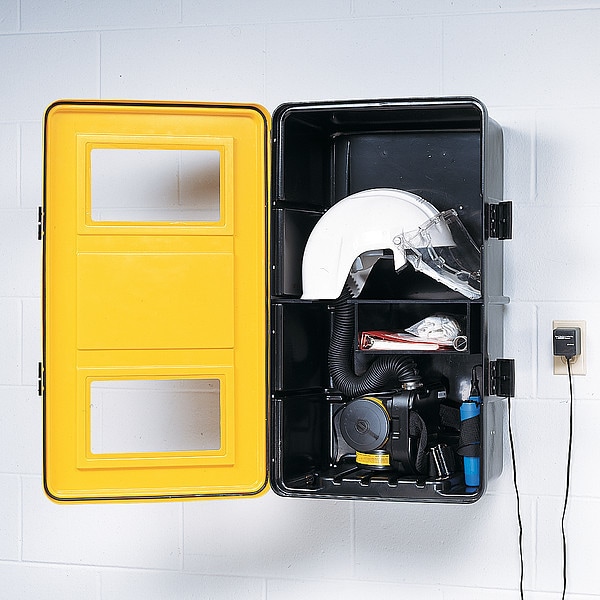 Respirator Storage Cabinet, Black/Yellow