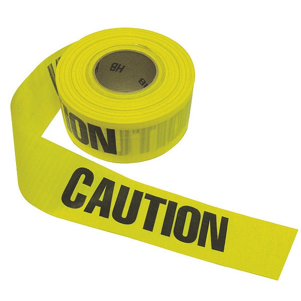 Barricade Tape, Caution Chemical Hazard, Red or Yellow, 3 in Wide x 500 ft Length, Polypropylene