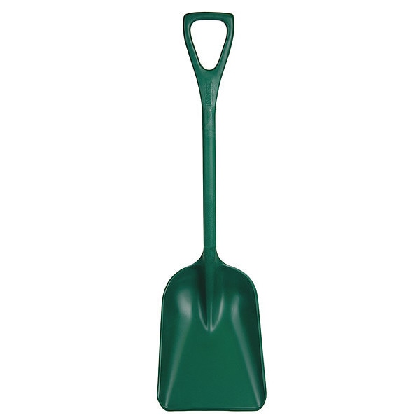 Hygienic Square Point Shovel, Polypropylene Blade, 37-1/2 in L, Green