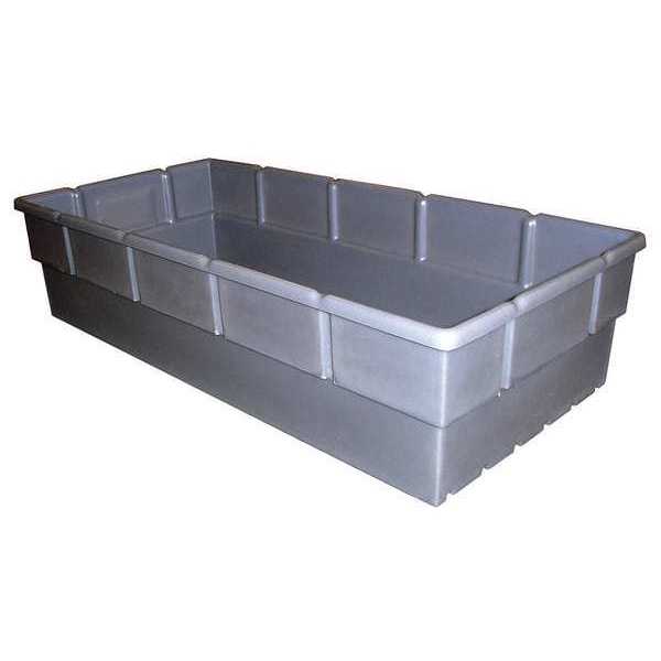 Storage Bin, Plastic, Gray, 9 in H, 18 in W, 38 1/2 in L