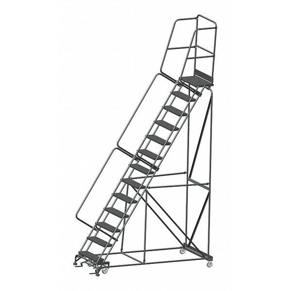 175" H Steel Safety Rolling Ladder, 13 Steps, 450 lb. Load Capacity