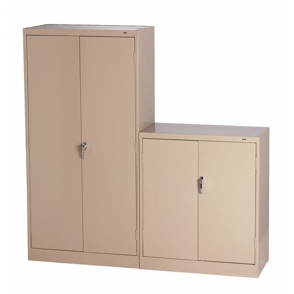 Combo Wardrobe Storage Cabinet, 72 in H, 36 in W, Swing, Keyed, Sand, 5 Shelves, 0 Drawers