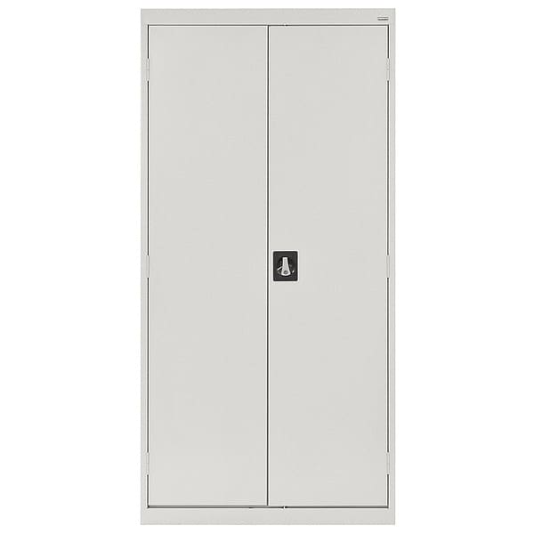 Combo Wardrobe Storage Cabinet, 72 in H, 36 in W, 24 in D, Recessed Pull, Keyed, Light Gray
