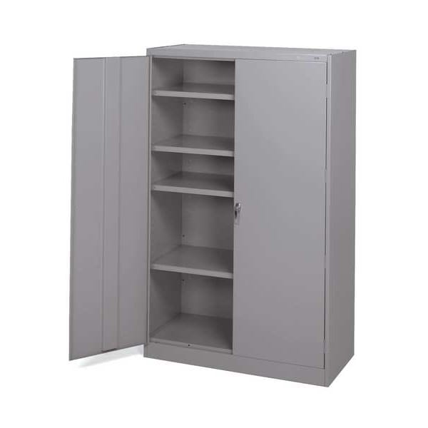 Combo Wardrobe Storage Cabinet, 78 in H, 48 in W, Swing, Keyed, Light Gray, 6 Shelves, 0 Drawers