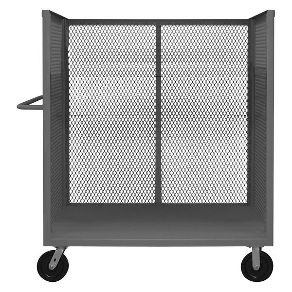 14 ga. Steel 3 Sided Mesh Stock Cart 2000 lb. Capacity, 42-1/2"L x 24-3/8"W x 56-7/16"H