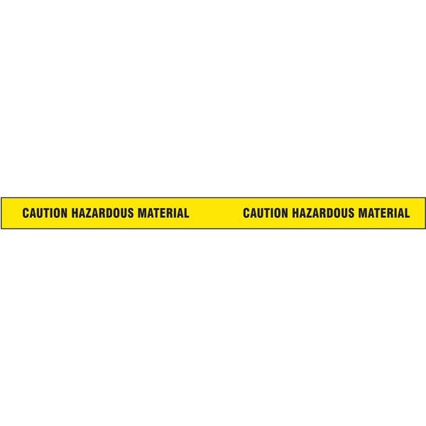 Barricade Tape, Caution Hazardous Material, Yellow, 2 in Wide x 180 ft Length, Vinyl, 4 mil