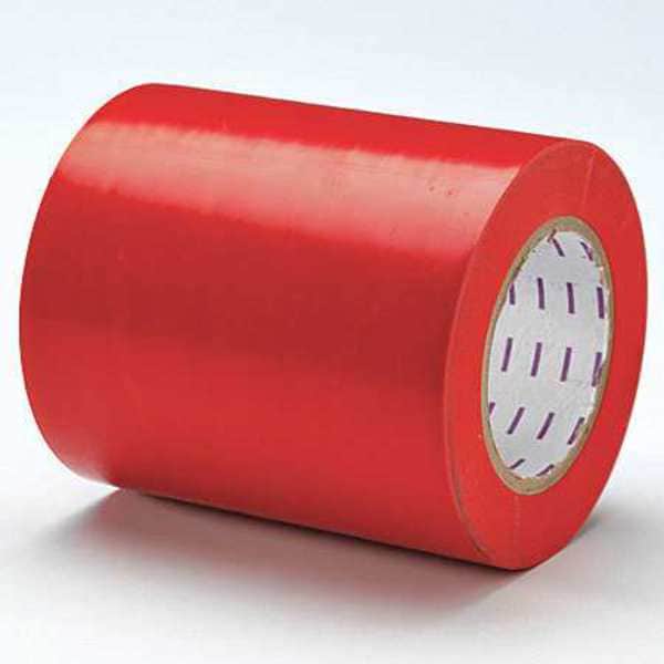 Floor Marking Tape, vinyl, Solid, Red, 6 in W., 5 mil Thickness