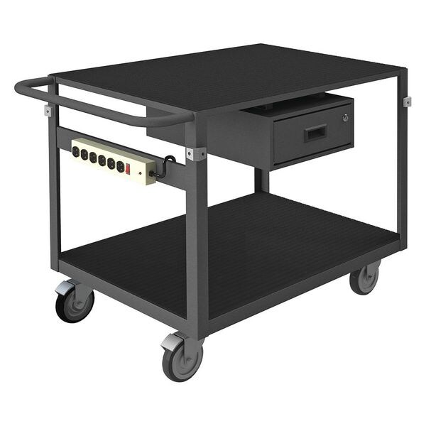 Instrument Cart with Flush Metal Shelves, Steel, 1,000 lb Load Capacity, 2 Shelves, 78 1/2 in L