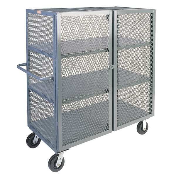 Mesh Security Cart, 3,000 lb Capacity, 34 in W x 54 in L x 57 in H, 3 Shelves