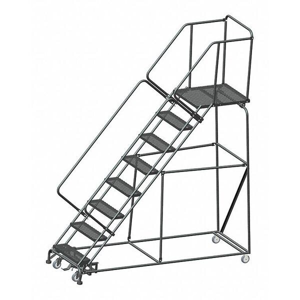 113" H Steel Slope Lockstep Rolling Ladder, 8 Steps, 450 lb. Load Capacity