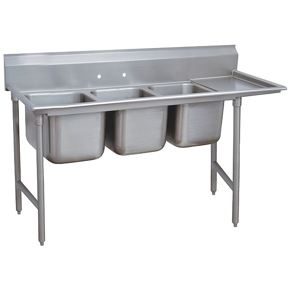 Scullery Sink 16 in x 20 in, 3, 2, Floor Mount, 18 ga. 304 Stainless Steel