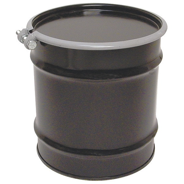 Open Head Transport Drum, Steel, 8 gal, Lined, Black