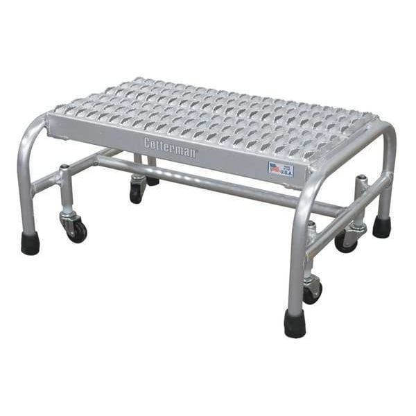 Rolling Platform, 1 Steps, 450 lb Load Capacity, 10 in Overall Height, Steel, Gray