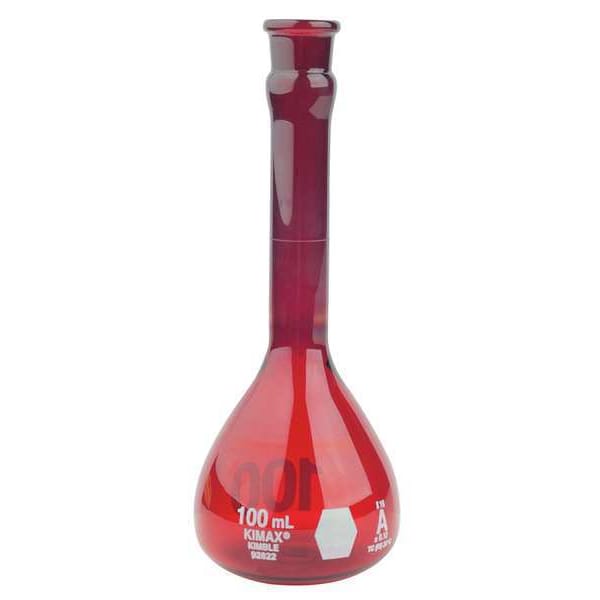 Volumetric Flask, 100mL, Red, PK6