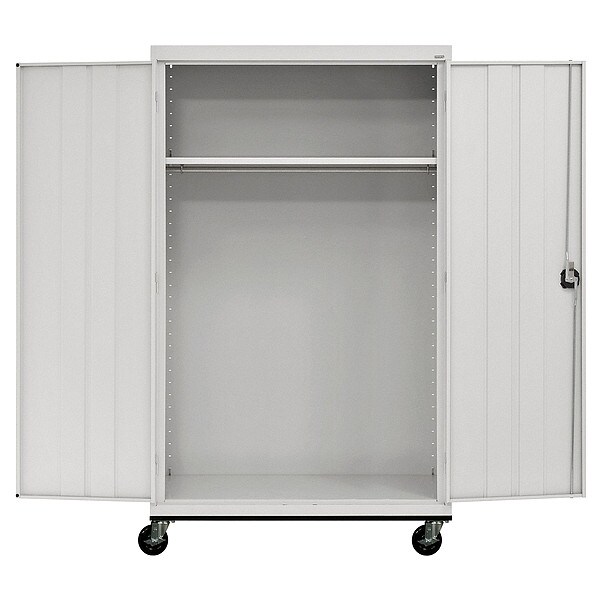 Solid Door Storage Cabinet, 46 in W, 72 in H, 24 in D, Light Gray