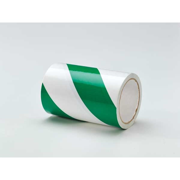Floor Marking Tape, vinyl, Striped, Green, White, 6 in W., 7 mil Thickness