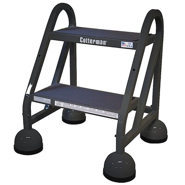 Rolling Step, 2 Steps, 22 in Overall Height, Steel, Black