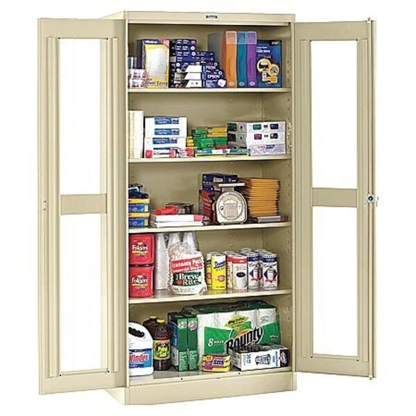 Shelving Storage Cabinet, 78 in H, 48 in W, Swing, Keyed, Sand, 5 Shelves, 0 Drawers