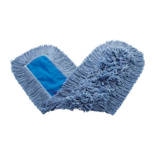 36 in L Flat Dust Mop, Slide On Connection, Cut-End, Blue, Cotton