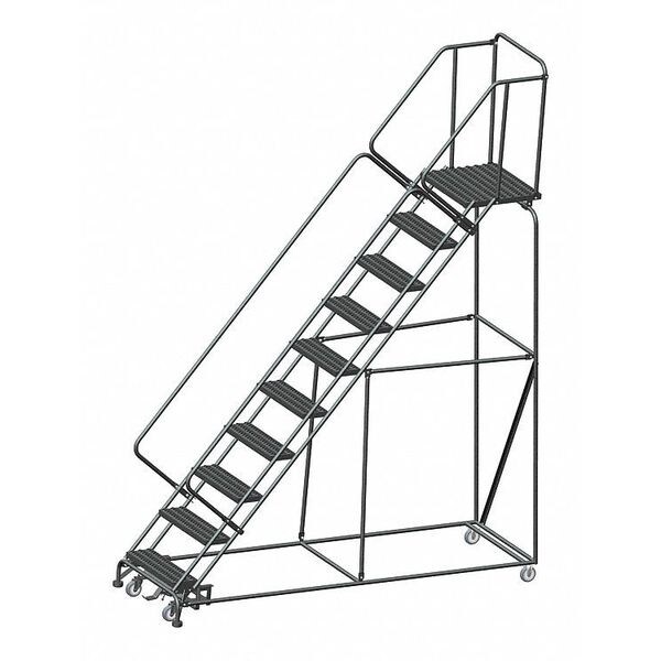133" H Steel Slope Lockstep Rolling Ladder, 10 Steps, 450 lb. Load Capacity