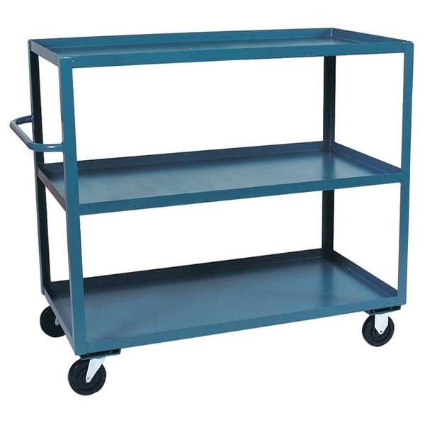 Stock Cart, 12 ga. Steel, 3000 lb Load Capacity, 3 Shelves, 54 in L, 25 in W, 48" H