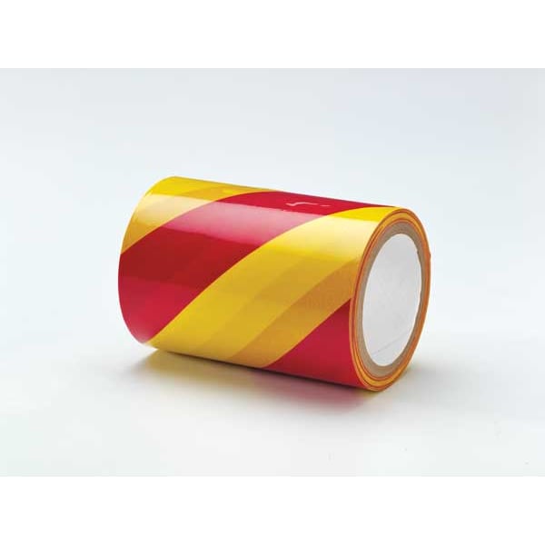 Floor Marking Tape, vinyl, No Legend, Magenta, Yellow, 6 in W., 7 mil Thickness