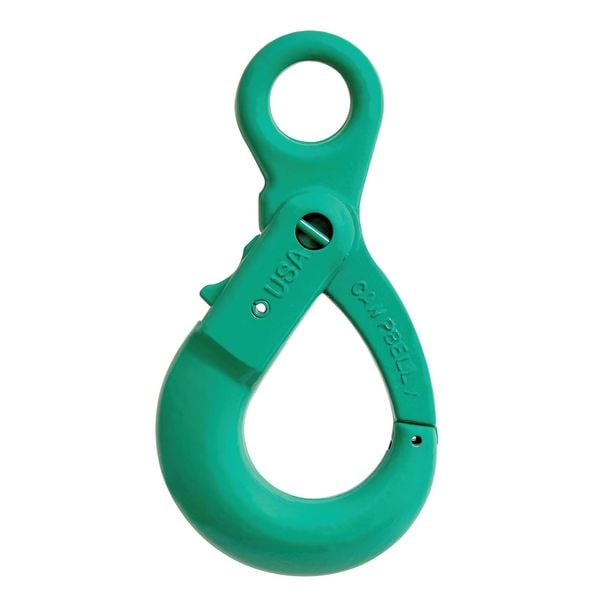 5/8" Cam-Alloy Eye Self Locking Hook, Grade 100, Painted Green