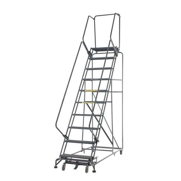 133" H Steel Slope Lockstep Rolling Ladder, 10 Steps, 450 lb. Load Capacity