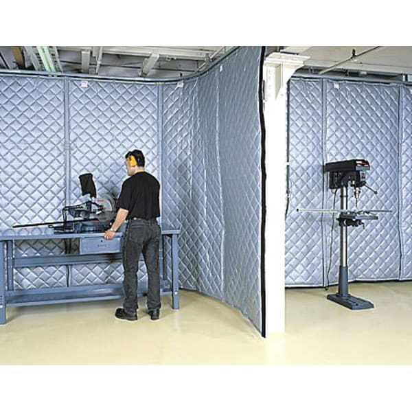 Acoustic Partition, 0.65 NRC, Fiberglass, 8 ft W, 25 ft L, 2 in Thick, Gray