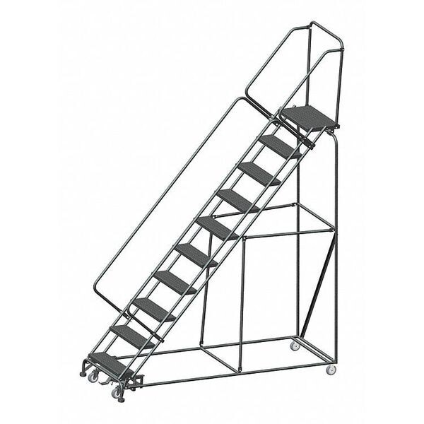 133" H Steel Slope Lockstep Rolling Ladder, 10 Steps, 450 lb. Load Capacity