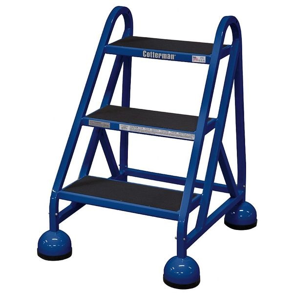 Rolling Step, 3 Steps, 31 in Overall Height, Steel, Blue