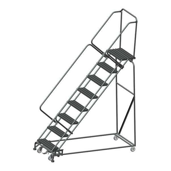 113 in H Steel Rolling Ladder, 8 Steps, 450 lb Load Capacity