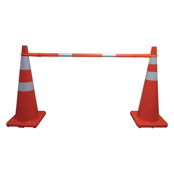 Telescoping Traffic Cone Bar, ABS, 2 in Dia, 62-1/4 in to 104-3/4 in L, Orange
