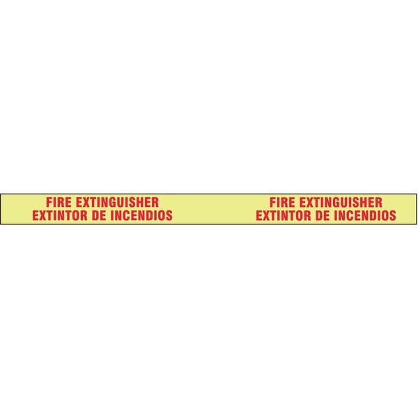 Floor Marking Tape, vinyl, Fire Extinguisher/Extintor De Incendios, Red, Yellow, 3 in W.