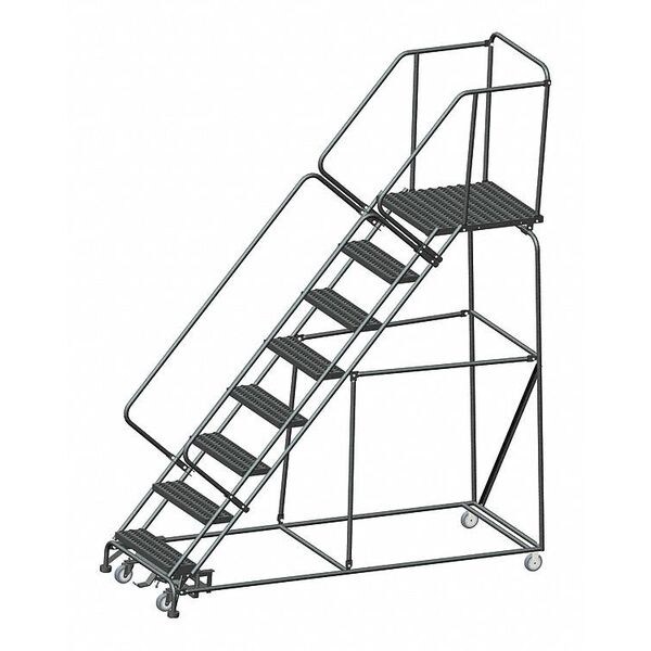 113" H Steel Slope Lockstep Rolling Ladder, 8 Steps, 450 lb. Load Capacity