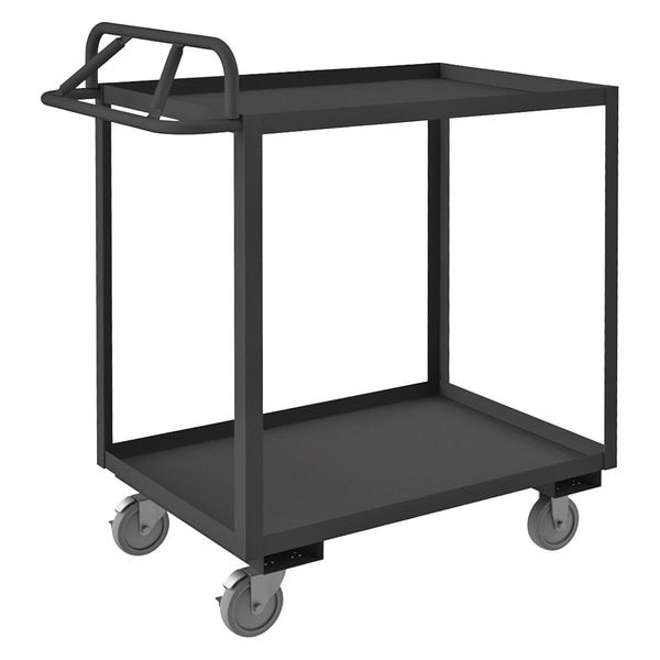 Utility Cart with Lipped Metal Shelves, Steel, 1,200 lb Load Capacity, 2 Shelves, 52 in L, 36 in H