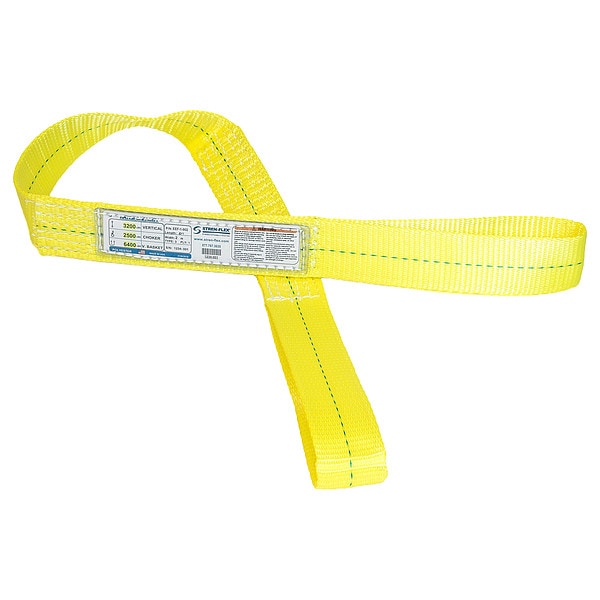 Web Sling, Flat Eye, 16 ft L, 3,200 lb Cap.