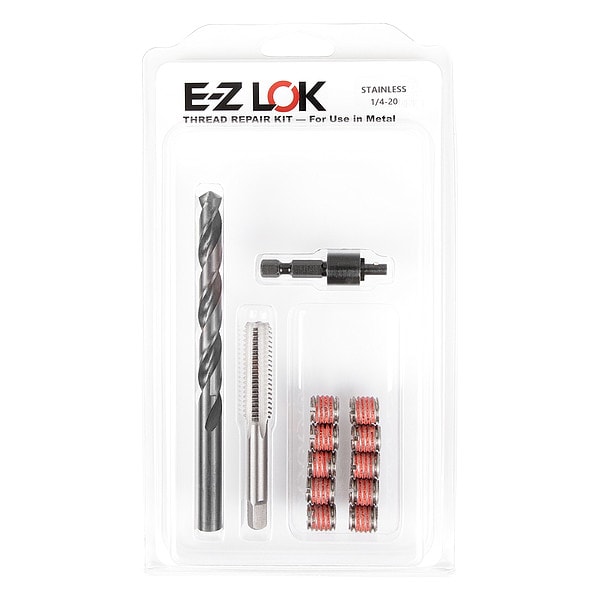 Thread Repair Kit, Self Locking Thread Inserts, 18-8 Stainless Steel, 10 Inserts