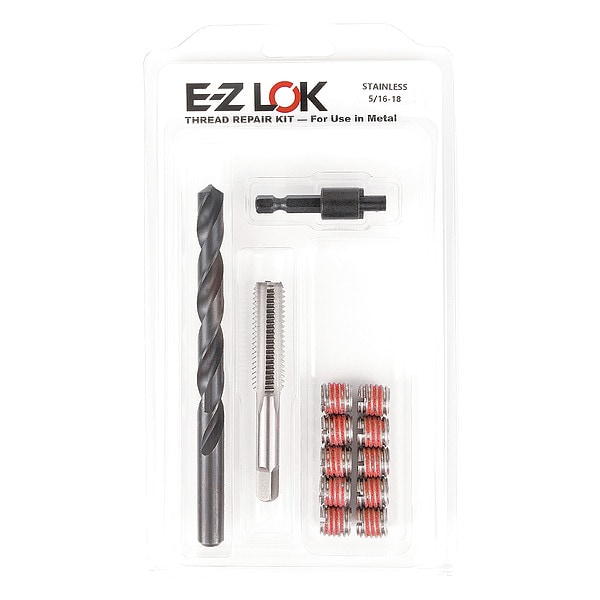 Thread Repair Kit, Self Locking Thread Inserts, 18-8 Stainless Steel, 10 Inserts
