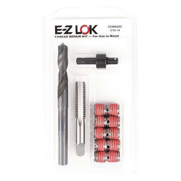 Thread Repair Kit, Self Locking Thread Inserts, 18-8 Stainless Steel, 10 Inserts