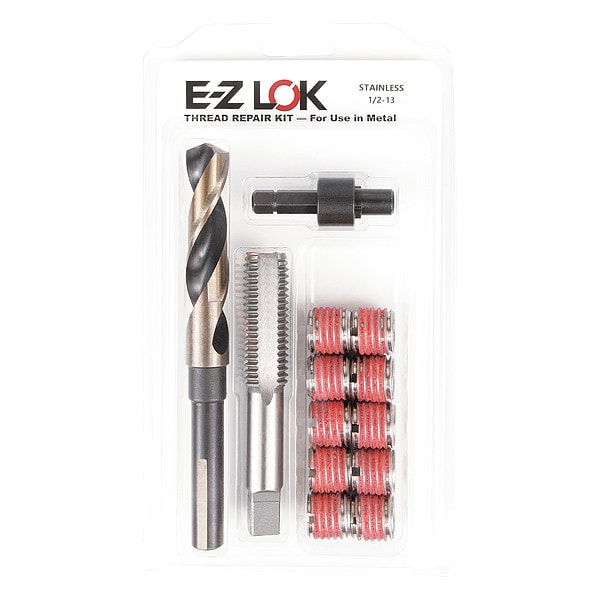 Thread Repair Kit, Self Locking Thread Inserts, 18-8 Stainless Steel, 10 Inserts