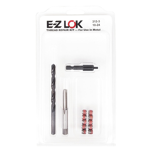 Thread Repair Kit, Self Locking Thread Inserts, 18-8 Stainless Steel, 10 Inserts