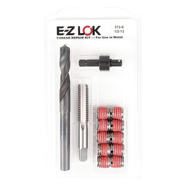 Thread Repair Kit, Self Locking Thread Inserts, 18-8 Stainless Steel, 10 Inserts