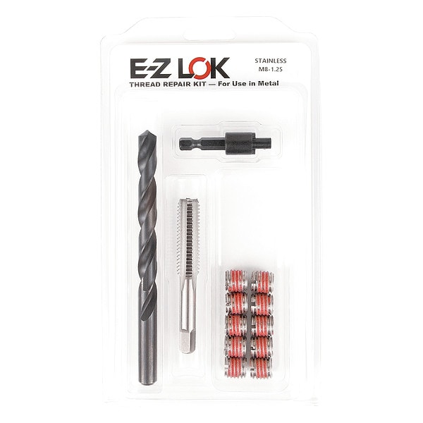Thread Repair Kit, Self Locking Thread Inserts, 18-8 Stainless Steel, 10 Inserts