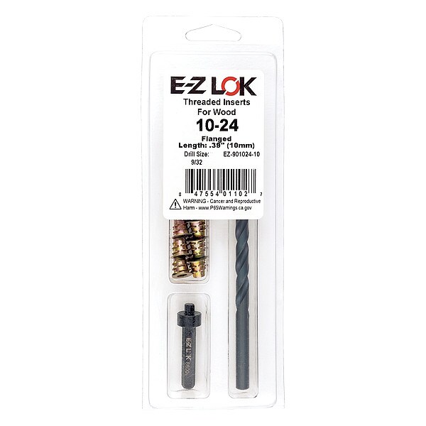 Thread Repair Kit, Hex Drive Threaded Inserts, #8-32, Hexavalent Chromium Zinc, 10 Inserts
