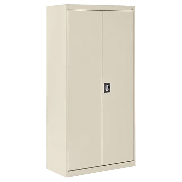 Shelving Storage Cabinet, 72 in H, 36 in W, 18 in D, Swing, Keyed, Putty, 4 Shelves, 0 Drawers